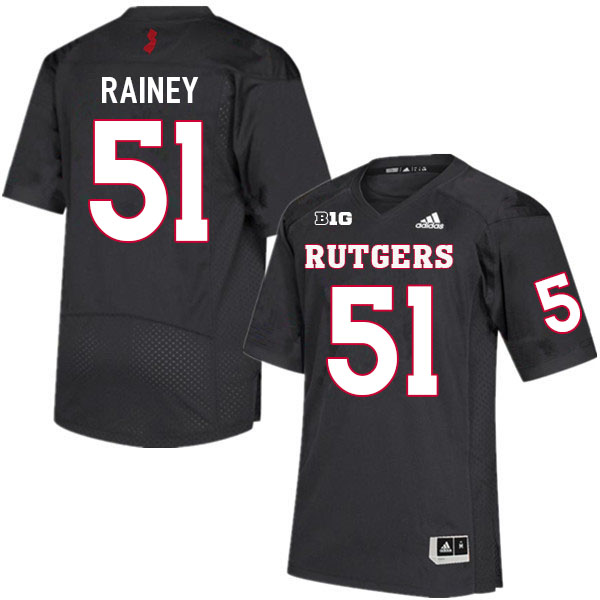 Men #51 Troy Rainey Rutgers Scarlet Knights College Football Jerseys Sale-Black